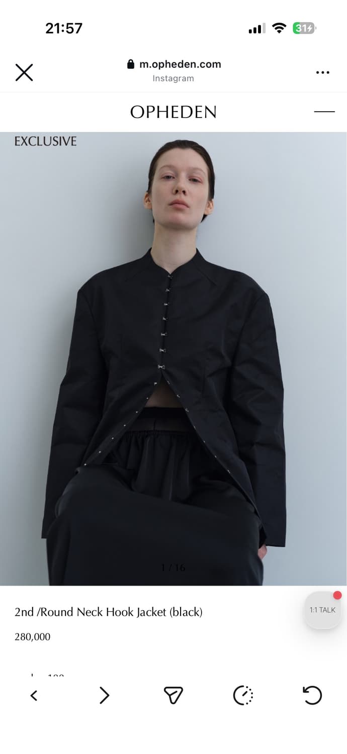 오브헤덴 Round Neck Hook Jacket (black) 상품이미지1