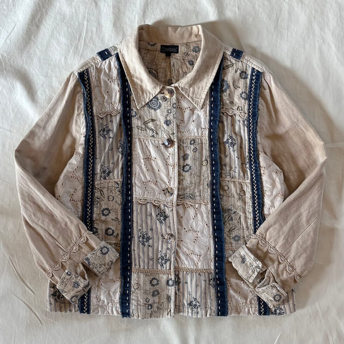 [55-66] 90s 독일 Deerberg 코튼 린넨 패치워크자켓 상품이미지1