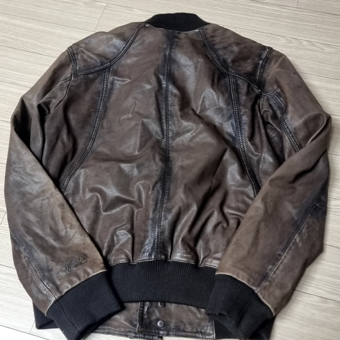 이테리제 빈티지55 브라운 가죽 a-1 봄버 자켓(100-105) 상품이미지8