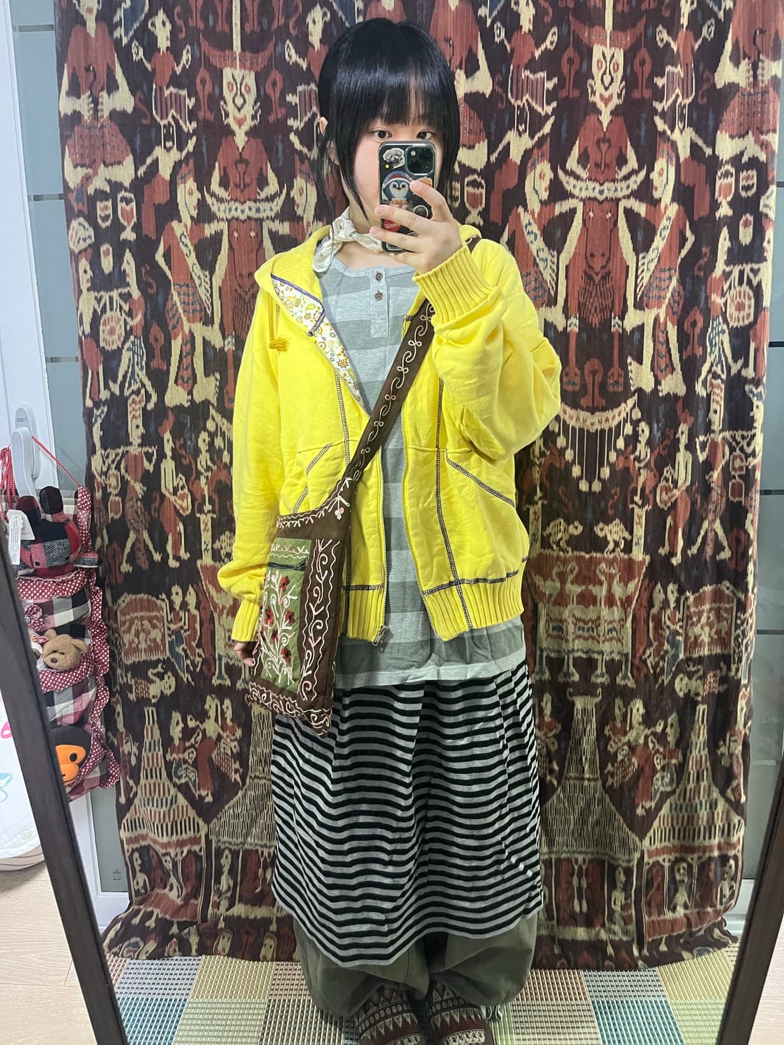 플로럴 스티치 엘로우 후드집업 상품이미지1