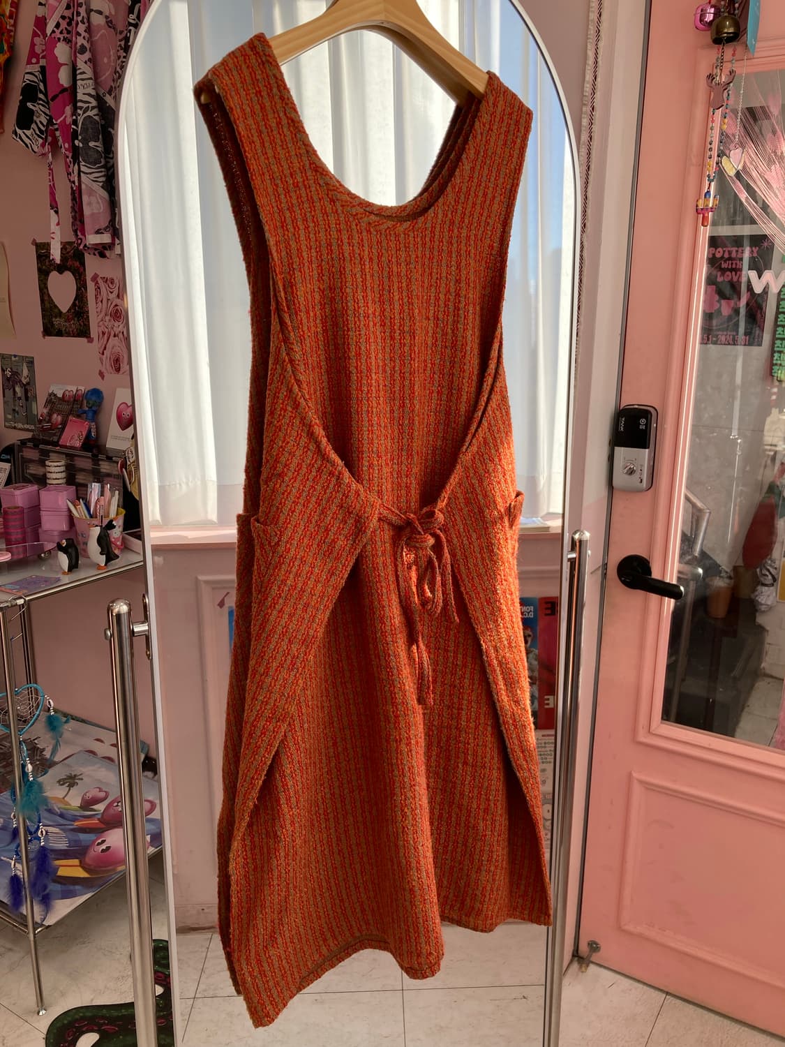 빈티지 오렌지 포켓 나시 니트 원피스 상품이미지5