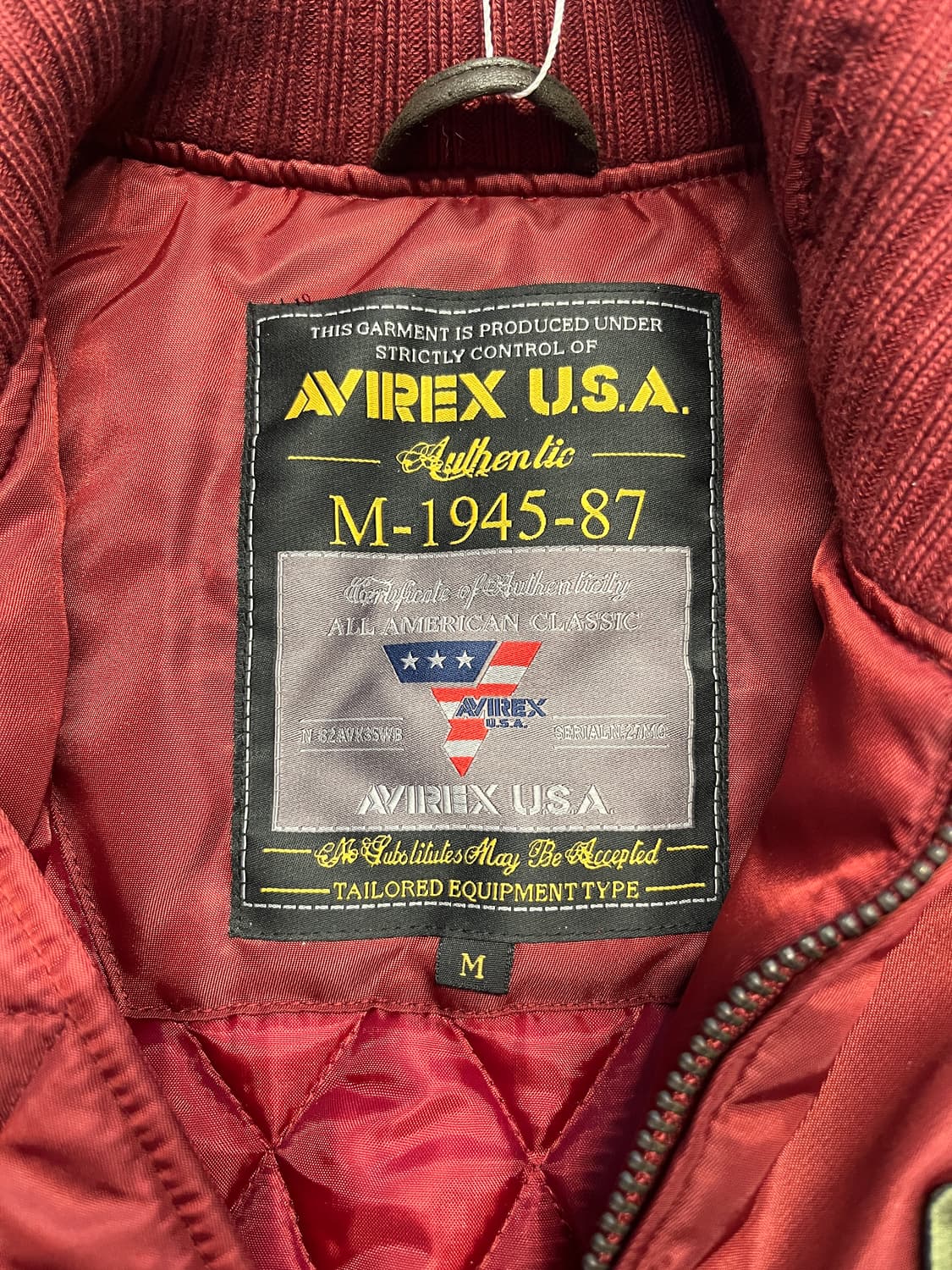 Avirex MA-1 Burgundy Red Bomber Jacket 상품이미지3