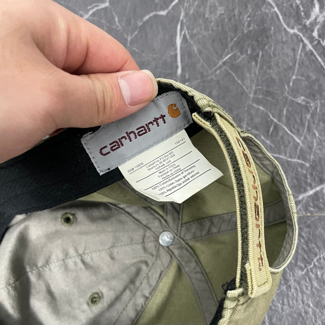 칼하트 사각로고 카키 워크 볼캡 상품이미지5