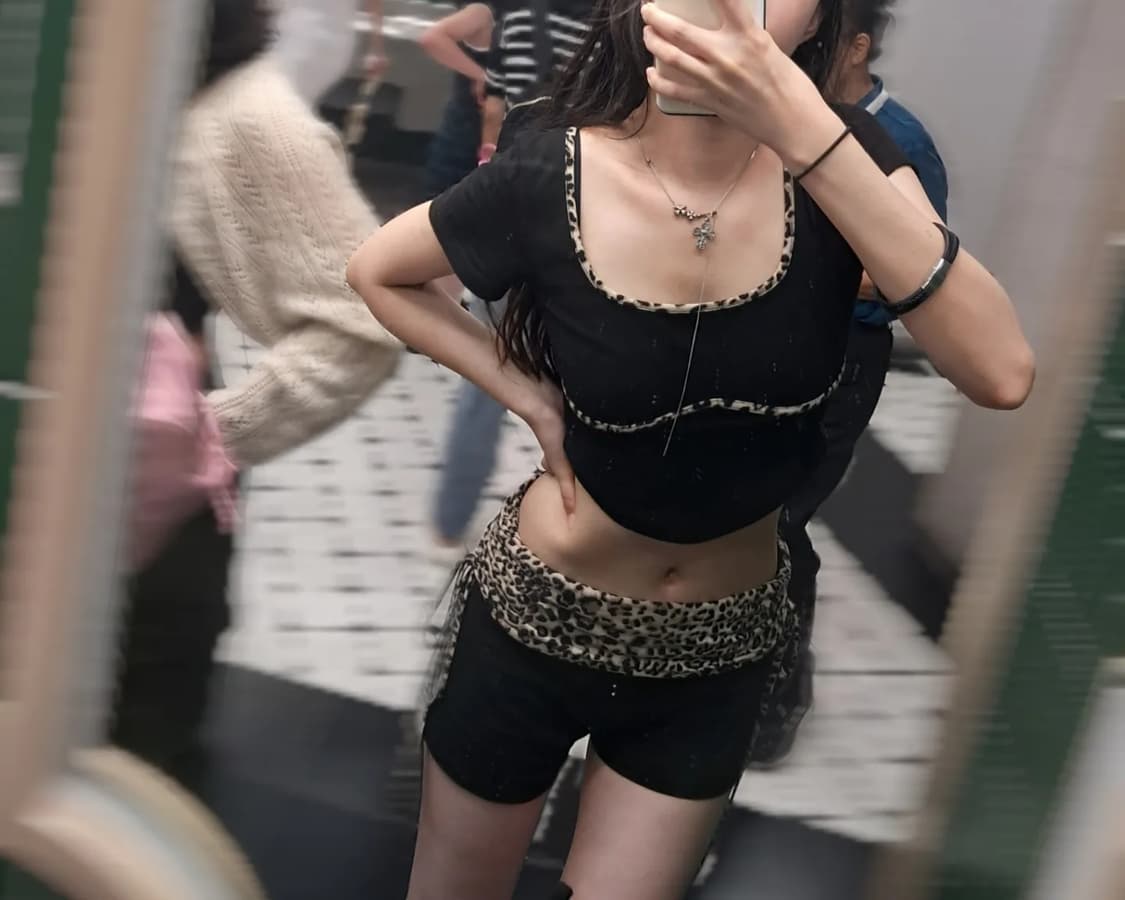 갸루 호피 레오파드 투피스 상품이미지1