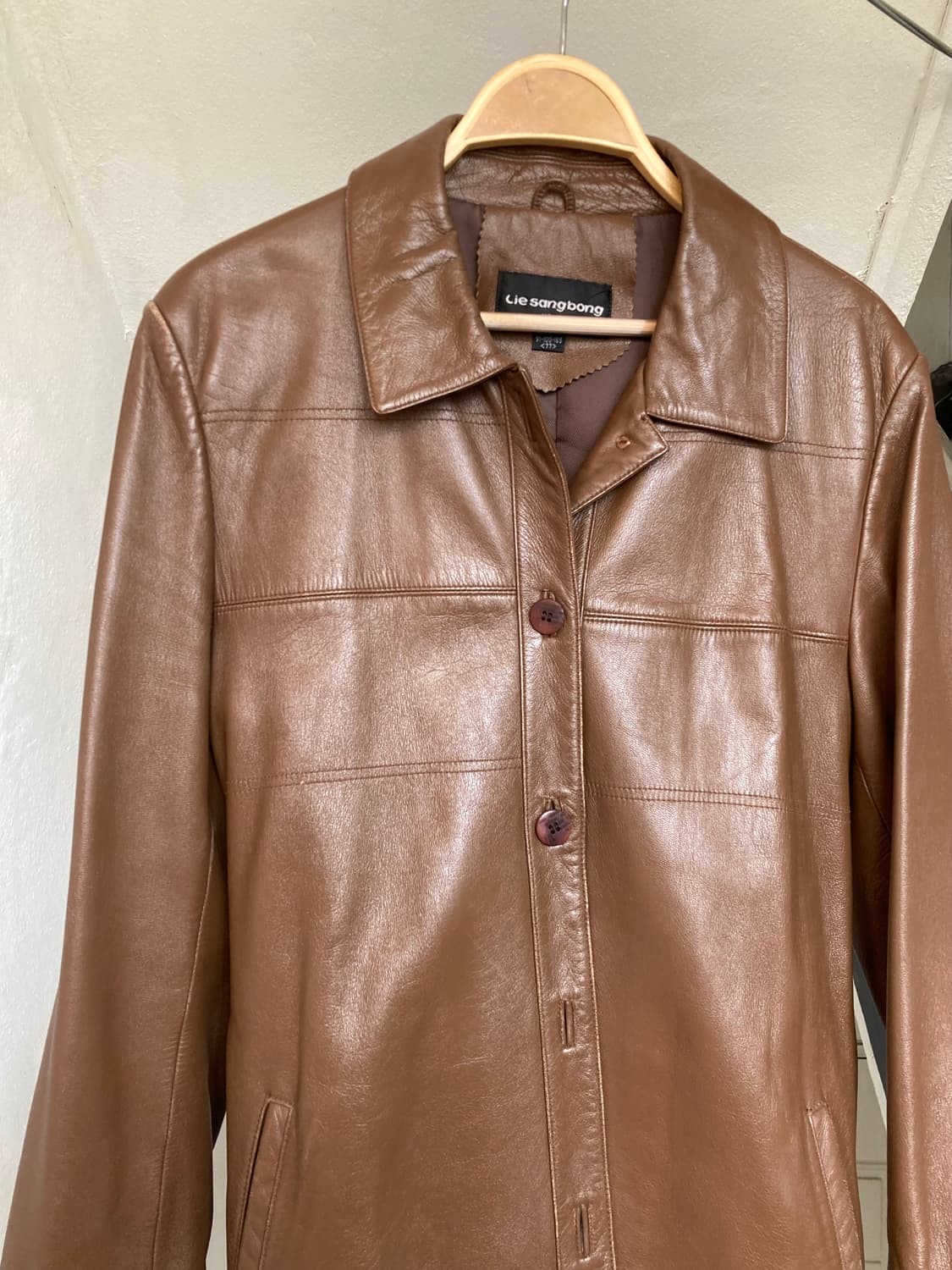 빈티지 브라운 레더 밤 코트 상품이미지2