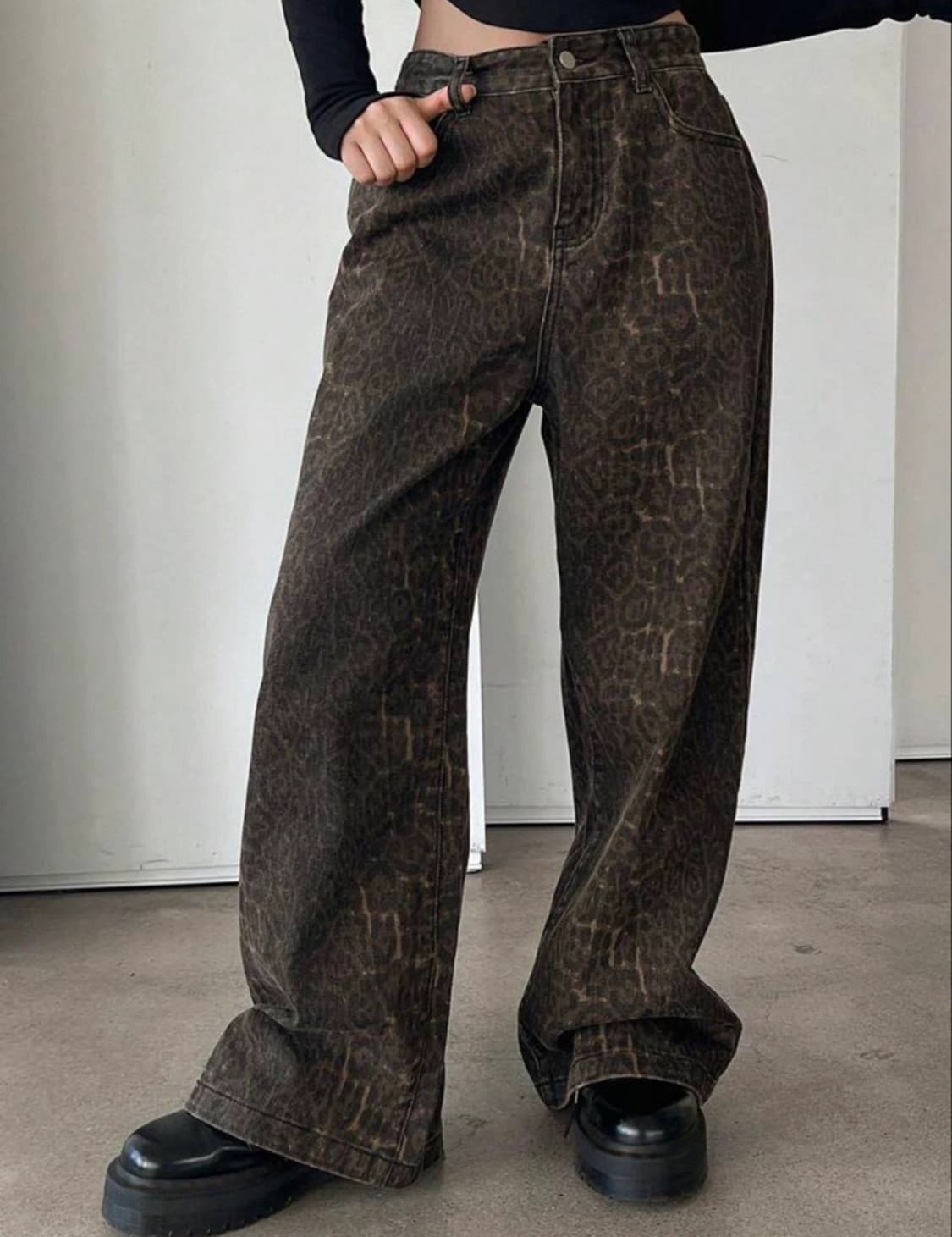 빈티지 레오파드 데님팬츠 s 상품이미지1