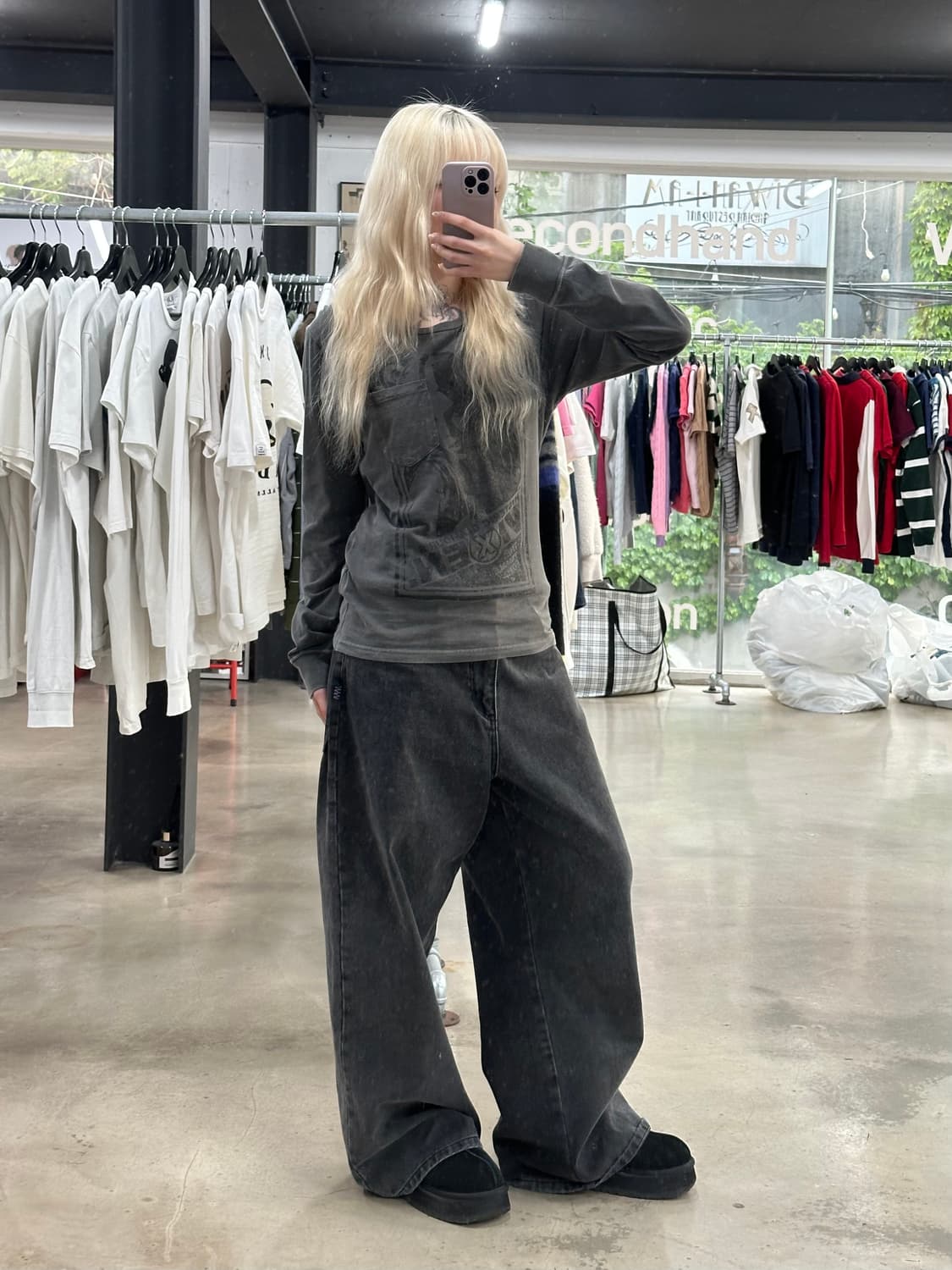 히스테릭 글래머 걸프린팅 롱슬리브 긴팔 티셔츠 상품이미지3