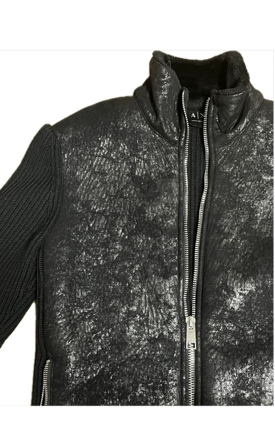 아르마니 익스체인지 15fw 레더 니트집업 상품이미지1