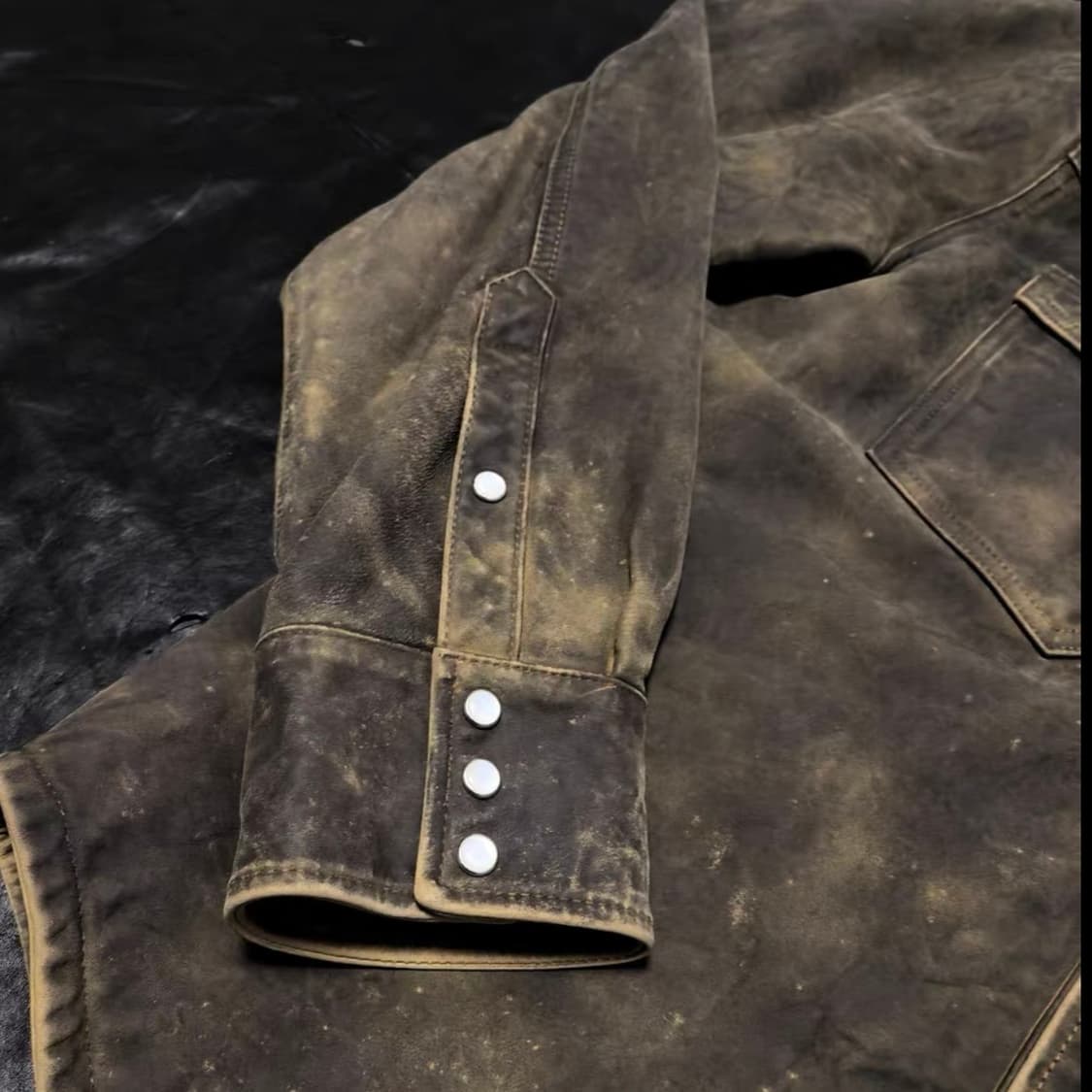 램스킨 워싱 레더 셔츠 자켓 상품이미지5