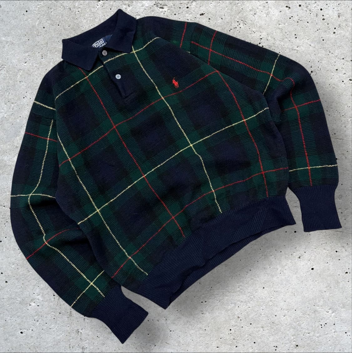 [M] 80s 폴로 랄프로렌 램스울 체크 니트 긴팔 셔츠 C292 상품이미지1