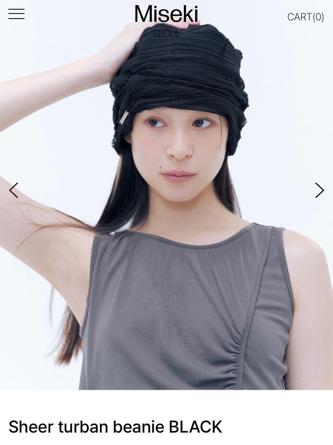 미세키서울 비니 Sheer turban beanie BLACK 상품이미지1
