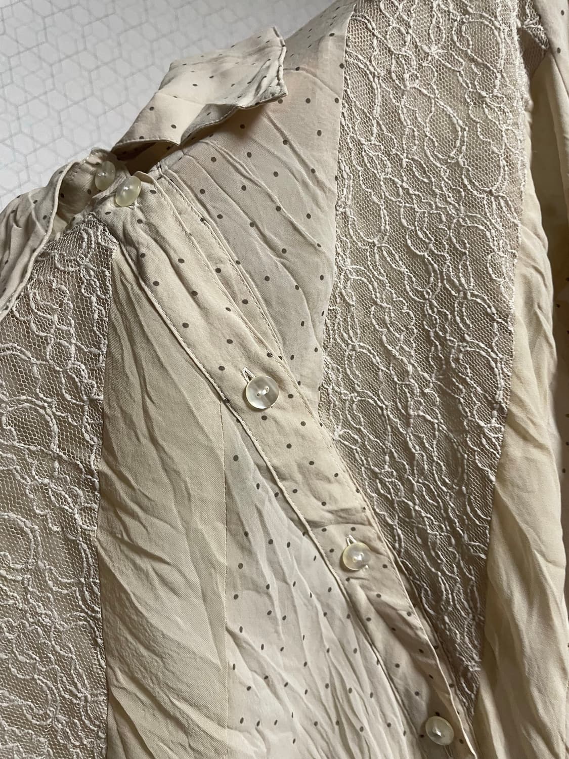 Japanese Vintage 도트시스루 블라우스 상품이미지3