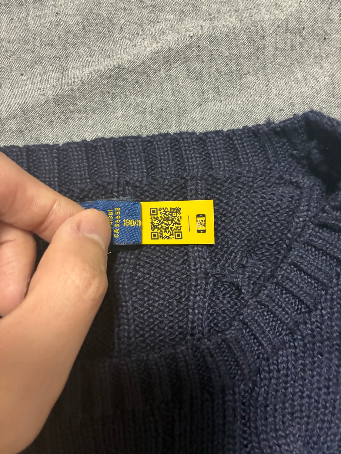 (정품 QR) 폴로 랄프로렌 네이비 꽈배기 니트 L 상품이미지4