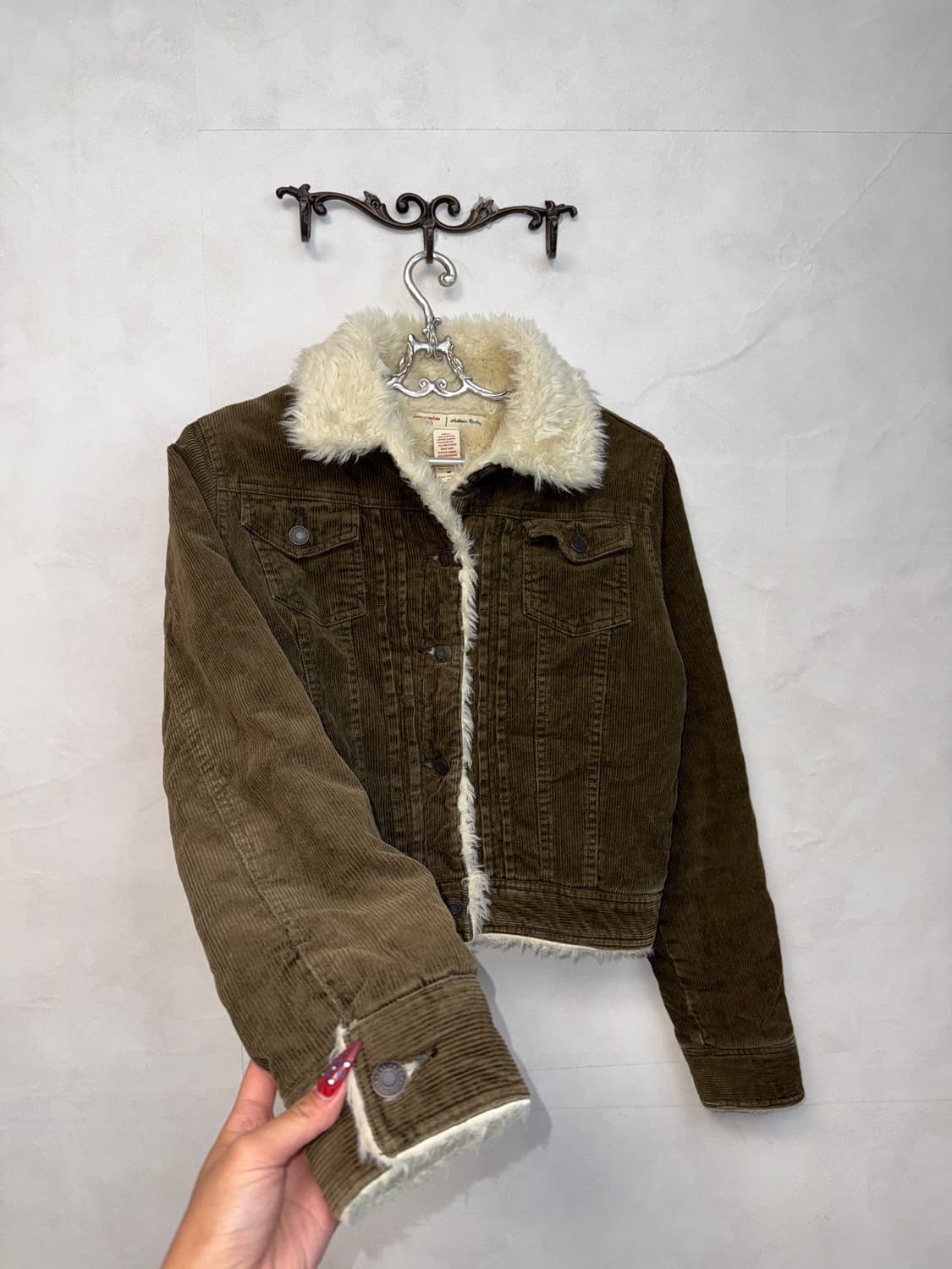 Abercrombie khaki brown corduroy fur jk 상품이미지2