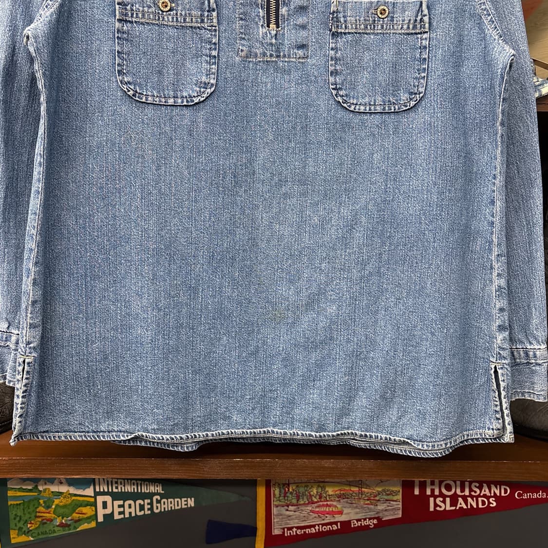 80~90s 리바이스 블루탭 빈티지워싱 하프집업 워크 데님셔츠 N1054 상품이미지4