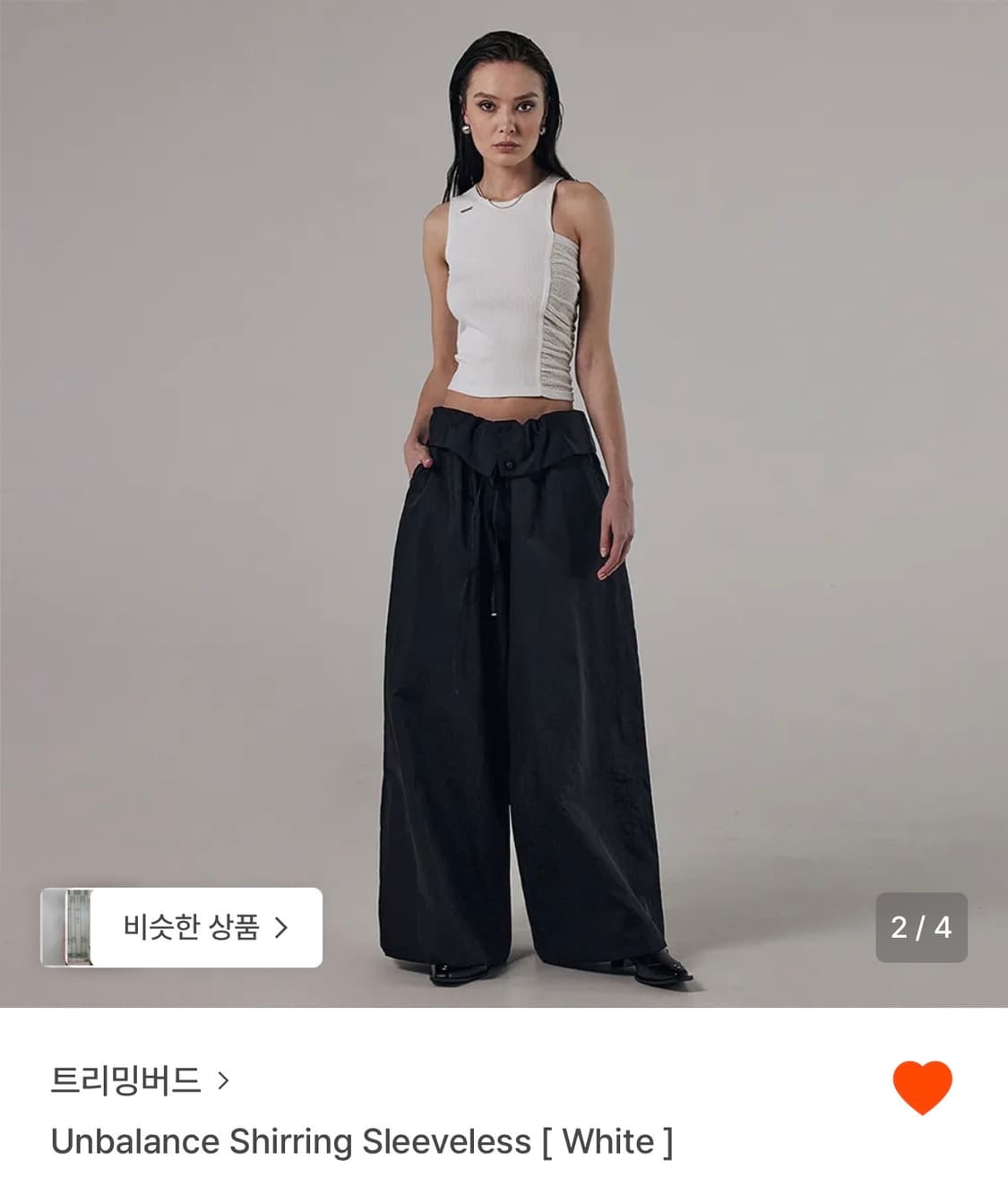 트리밍버드 언발란스 셔링 슬리브리스 상품이미지1
