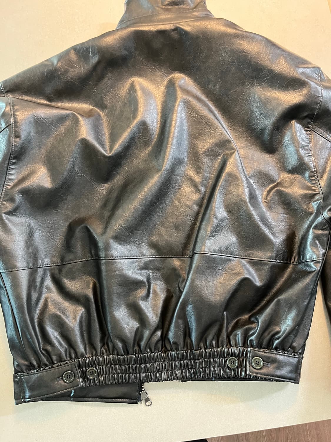 아모멘토 24FW 비건레더 블루종 블랙 색상 S사이즈 상품이미지4