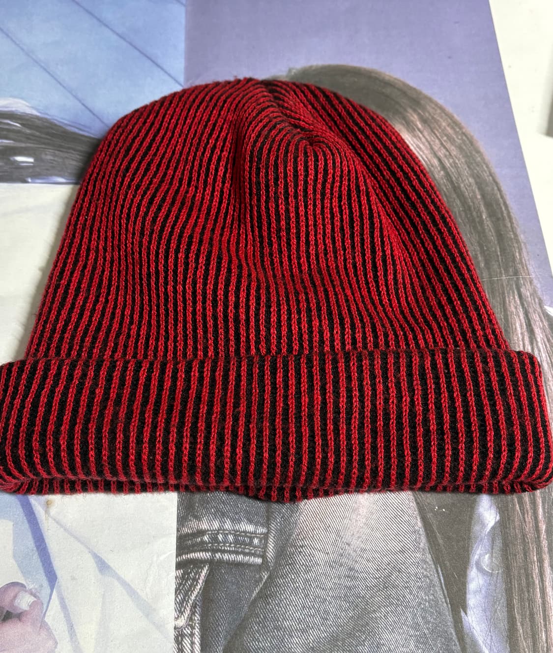 90s 빈티지 시카고불스 스트라이프 레드 비니 상품이미지2