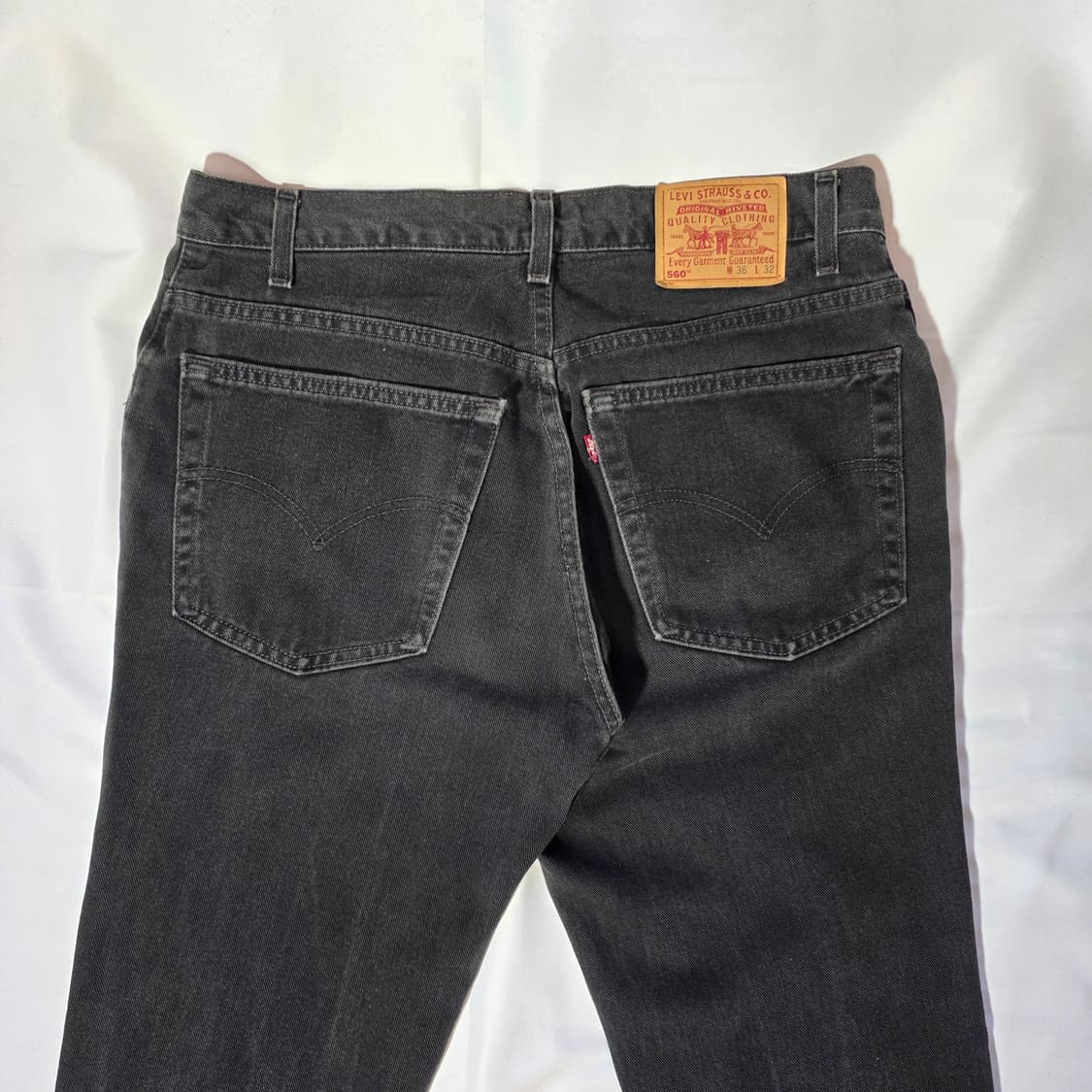 [W36L32]00s USA 리바이스 560 루즈 테이퍼드 블랙 데님팬츠 상품이미지8