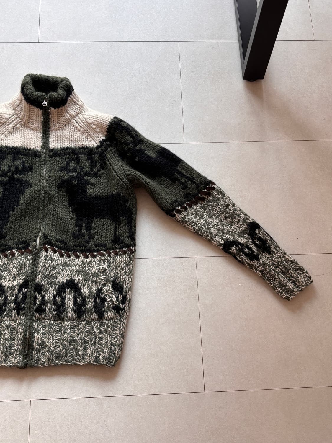 100프로 울 핸드메이드 코위찬 집업 가디건 M 상품이미지2