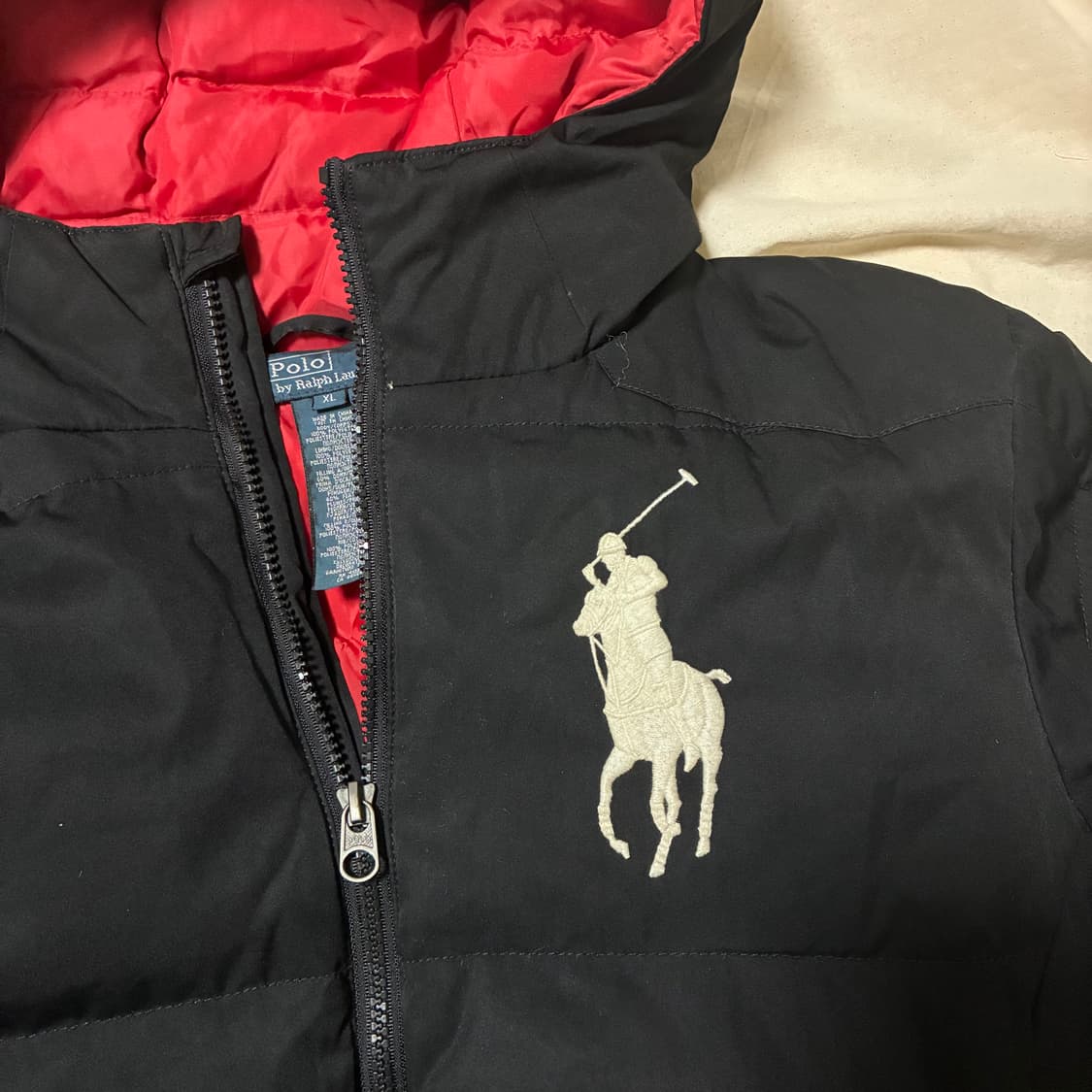 폴로 빅포니 후드 패딩 블랙 XL 상품이미지3