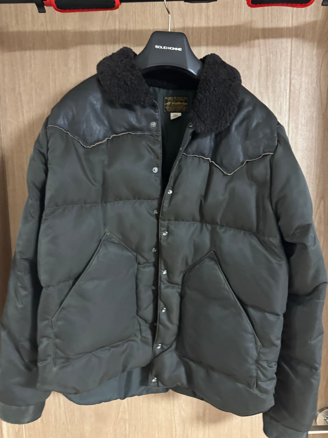 더블알엘(RRL) 시어링 칼라 가죽 요크 다운 재킷 M사이즈 상품이미지3