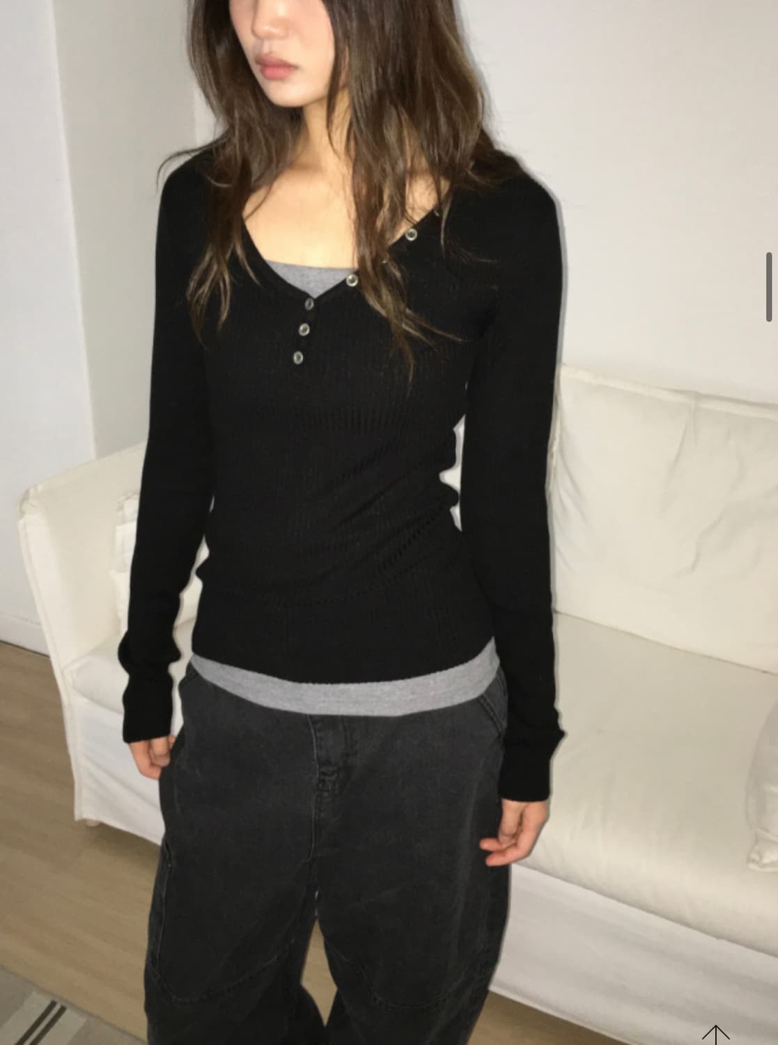 이즈이즈 Is button Kint 니트 블랙  상품이미지1