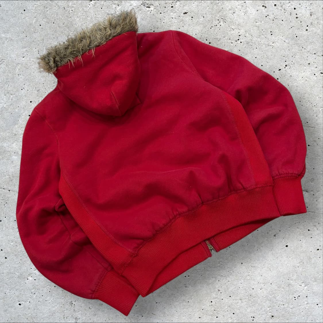 [L] 아베크롬비 빈티지 y2k 레드 퍼 후드 집업 B806 상품이미지2