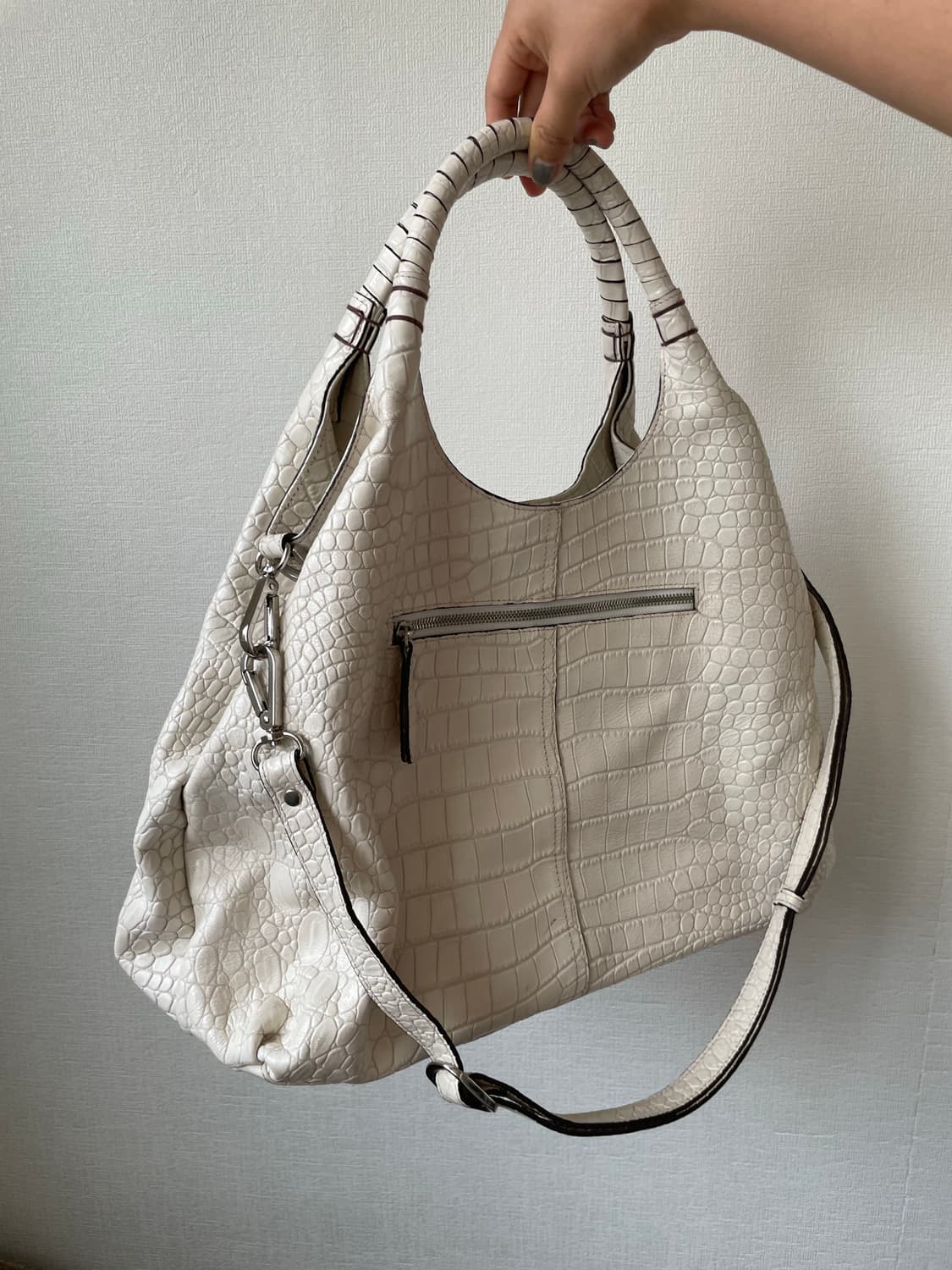 Real Leather White Cowhide Python Big Ba 상품이미지4