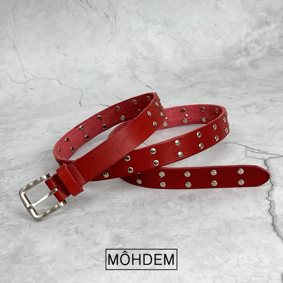 [Unisex] 두줄 스터드 이태리 가죽 벨트 상품이미지7