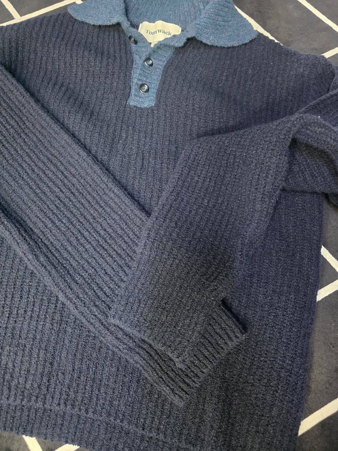 토니웩 베이비 알파카 카라 니트 L 네이비 상품이미지2