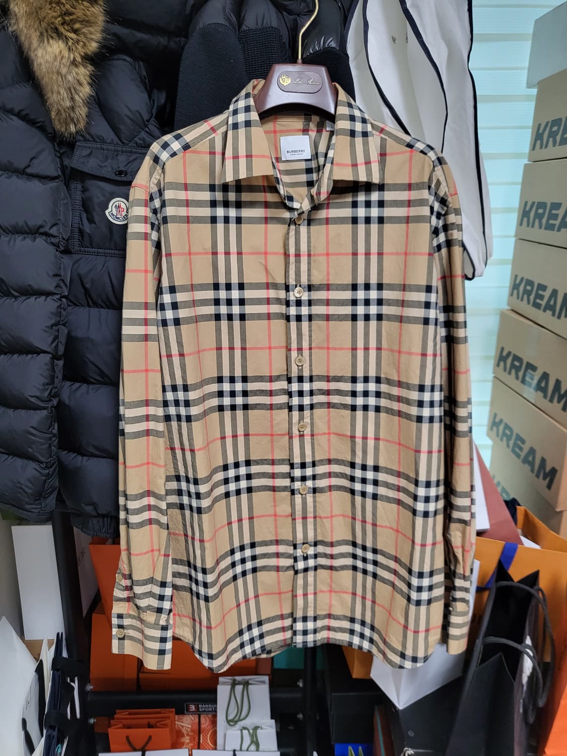 22SS 버버리 체크 코튼 포플린 셔츠 L 상품이미지1
