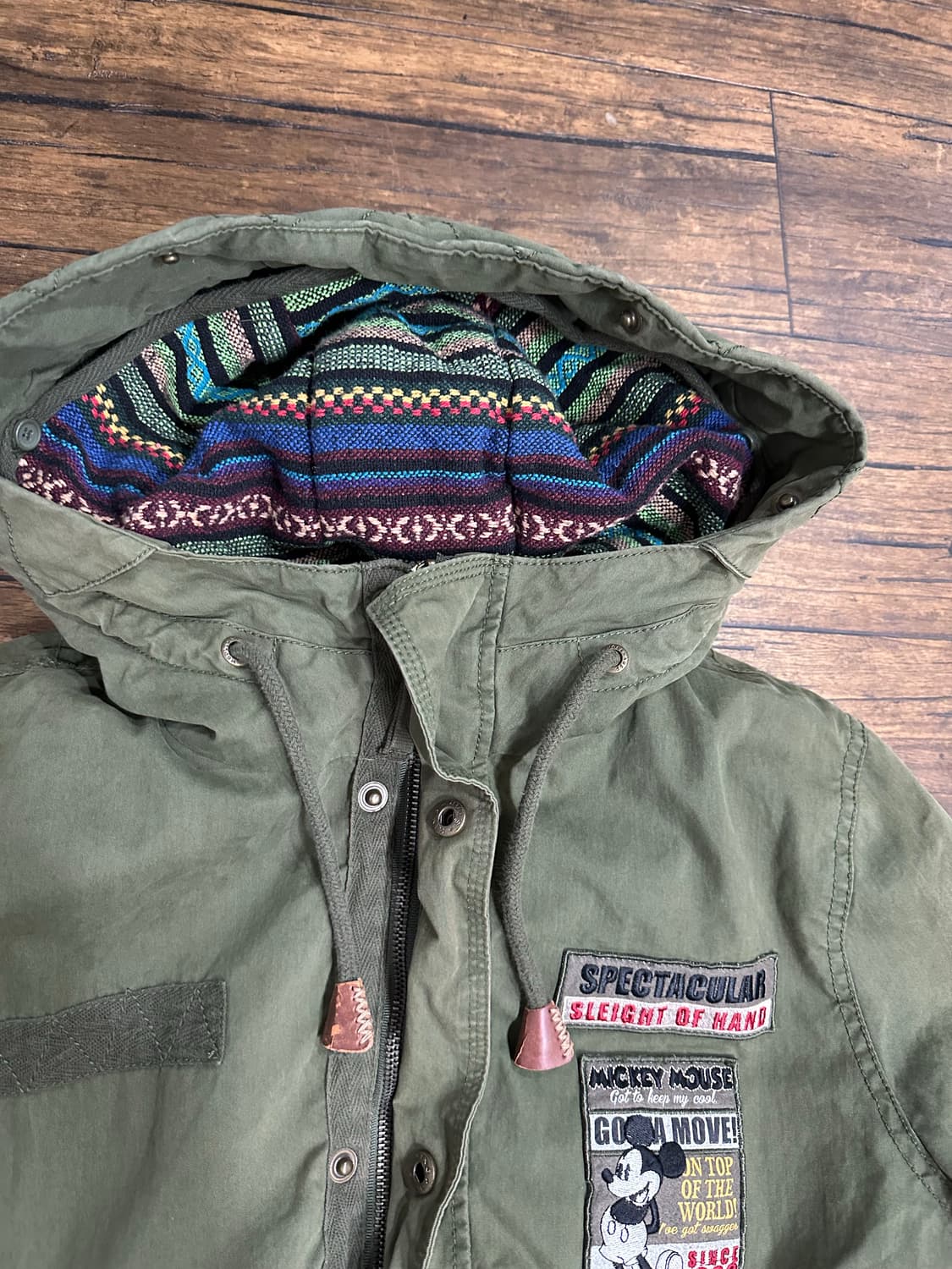 WHOLE HAUSS 미키마우스 카키 빈티지야상 점퍼 M(95) 상품이미지3