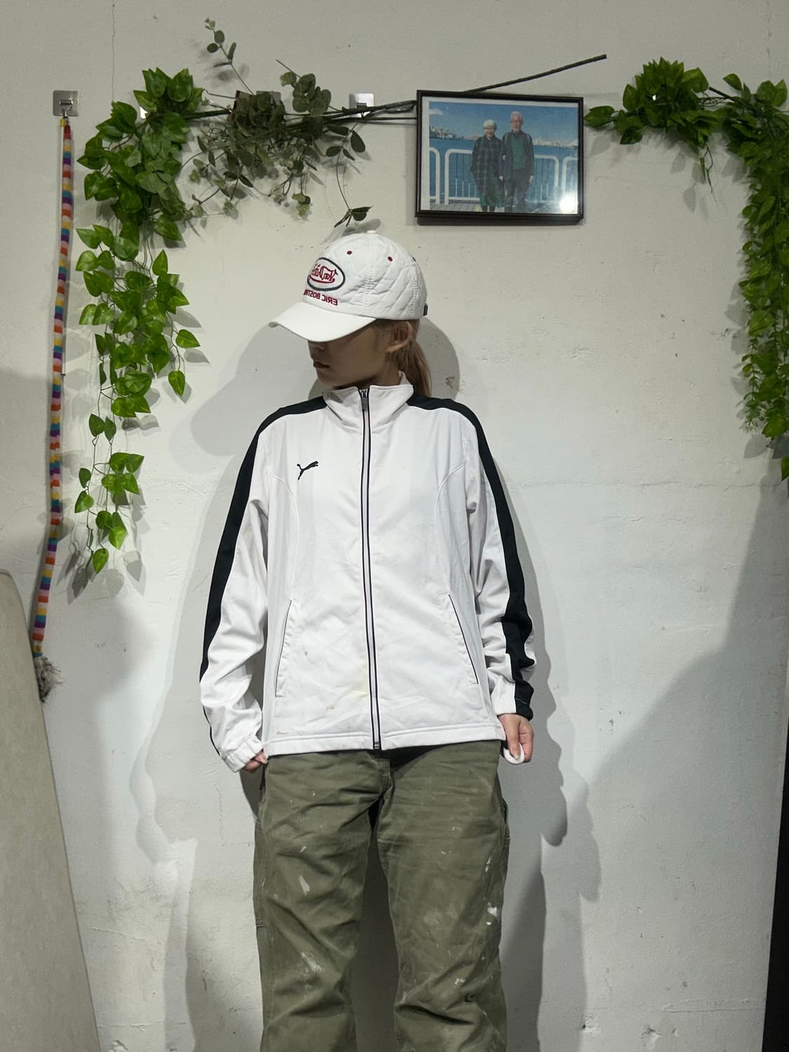푸마 화이트 블랙 사이드 라인 트랙탑 져지 M 상품이미지2