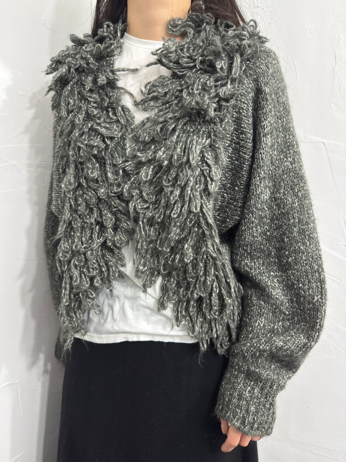 jeanisis grunge fur knit cardigan 상품이미지2