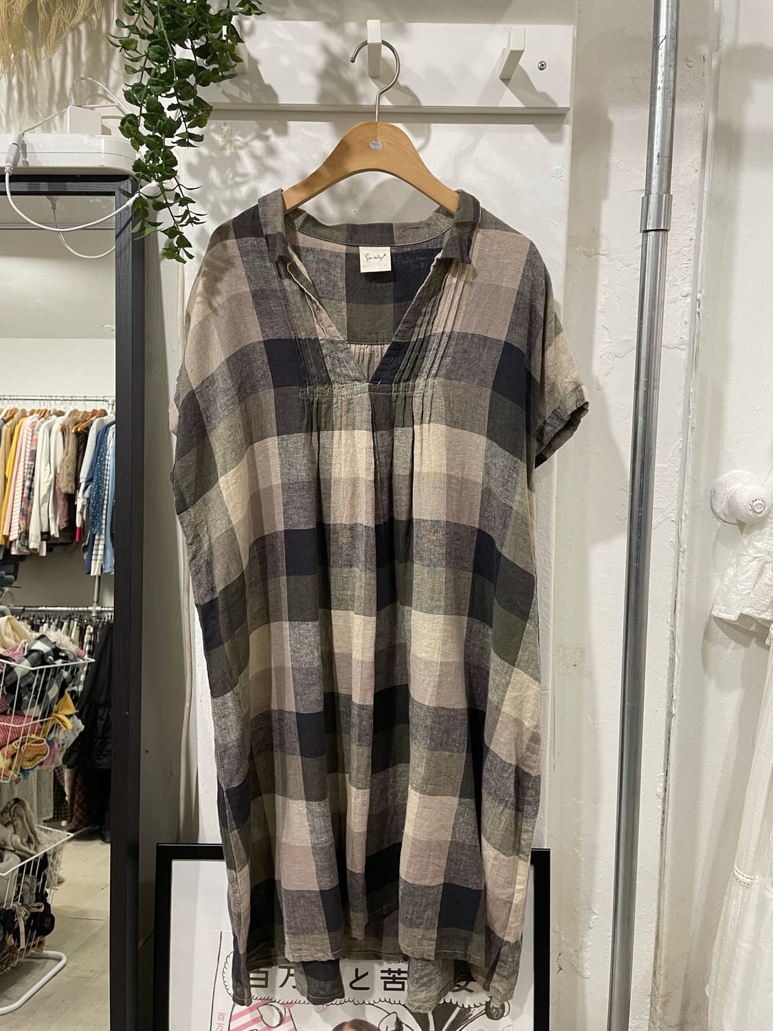 모리걸 브이넥 체크 원피스 상품이미지6