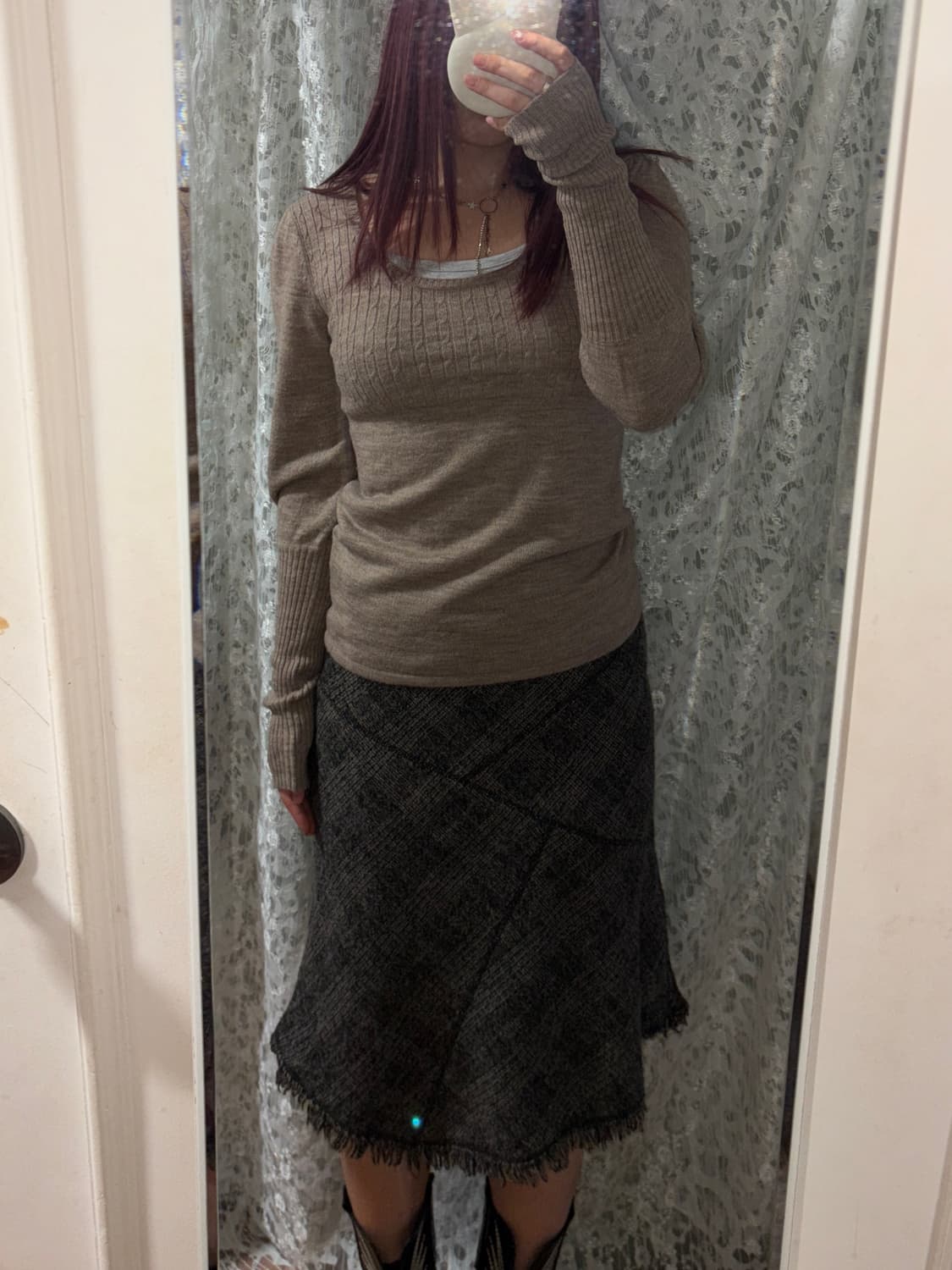 트위드 언 발 스커트 상품이미지6