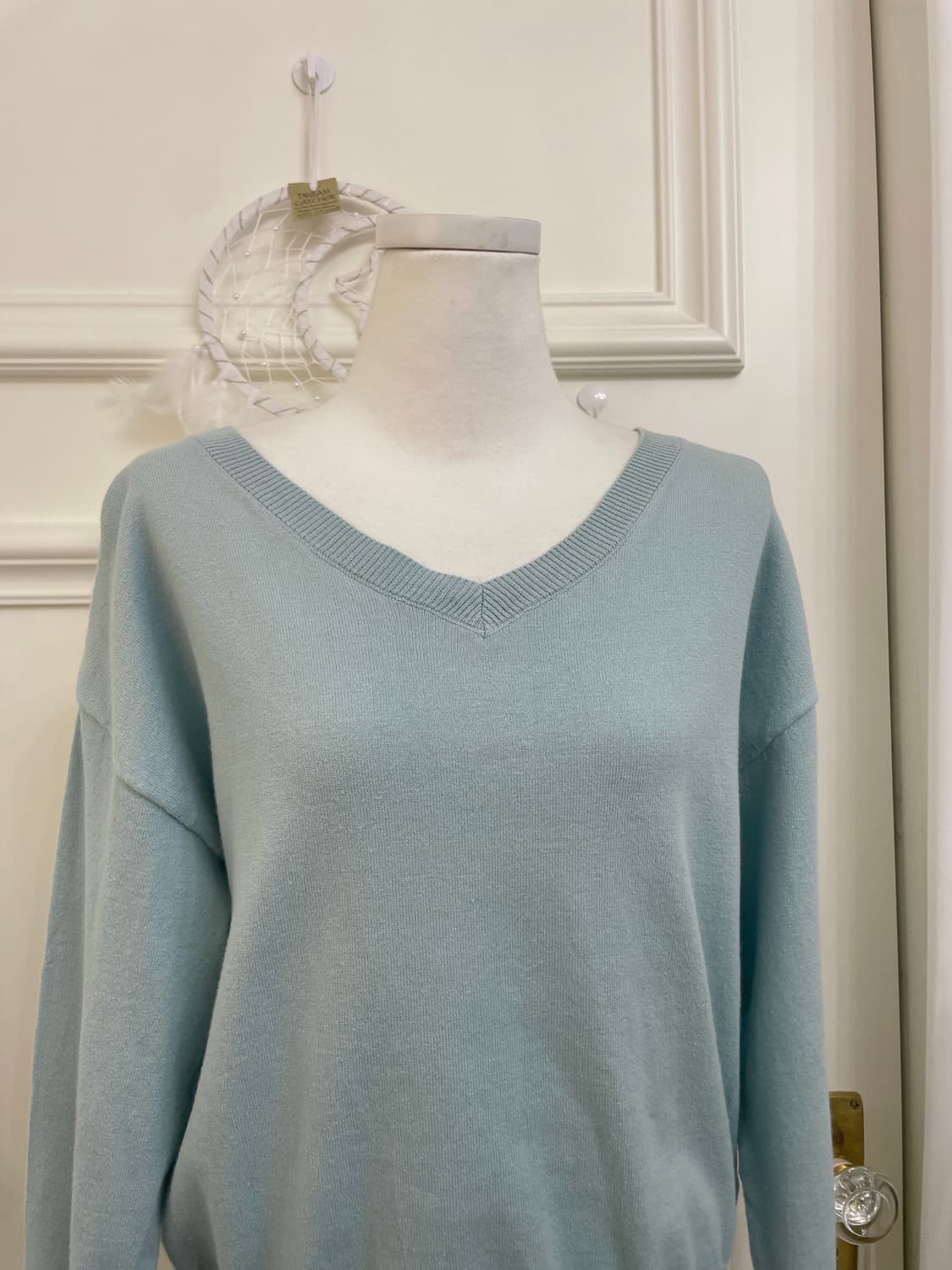 indi mint v-neck basic soft knit top 상품이미지5