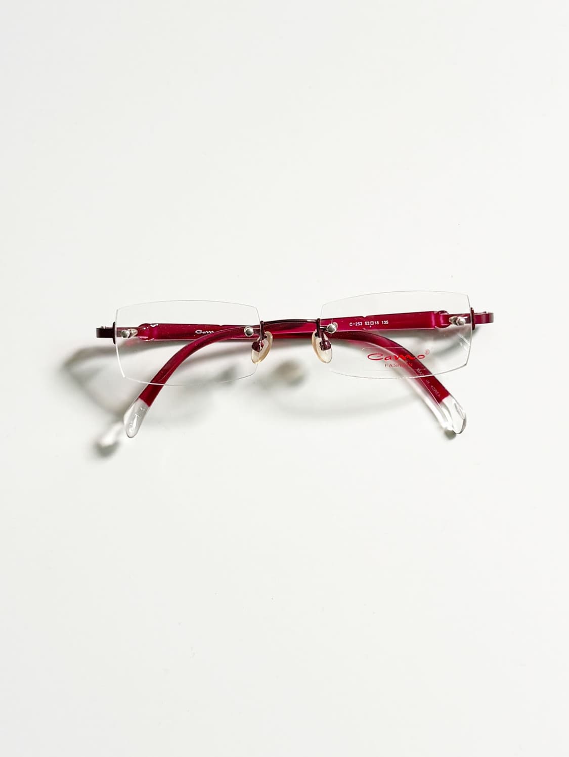 CAMO FASHION 무테 스퀘어 버건디톤 빈티지 안경 상품이미지1