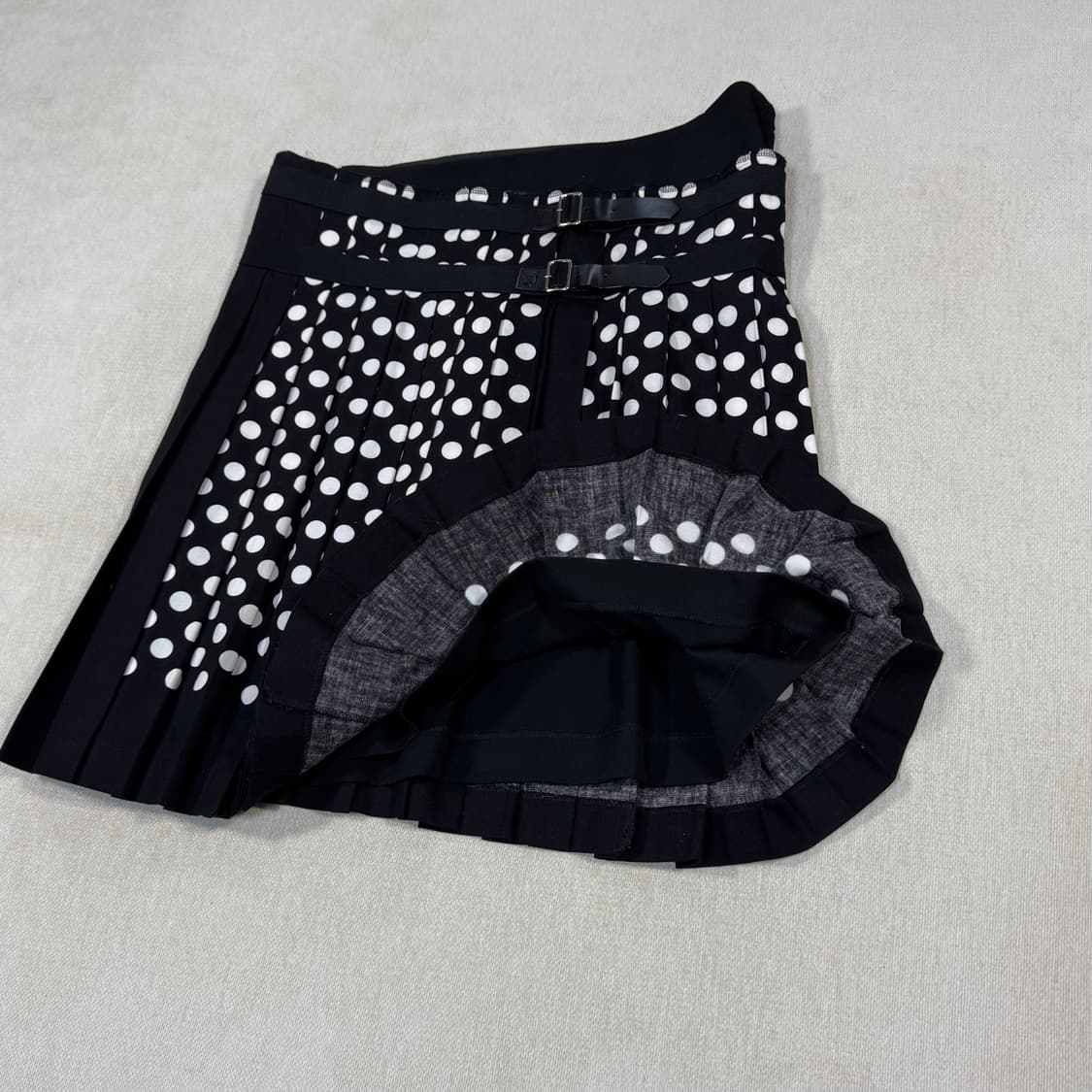 Polka Dot Pleated Leather Strap Kilt Ski 상품이미지2