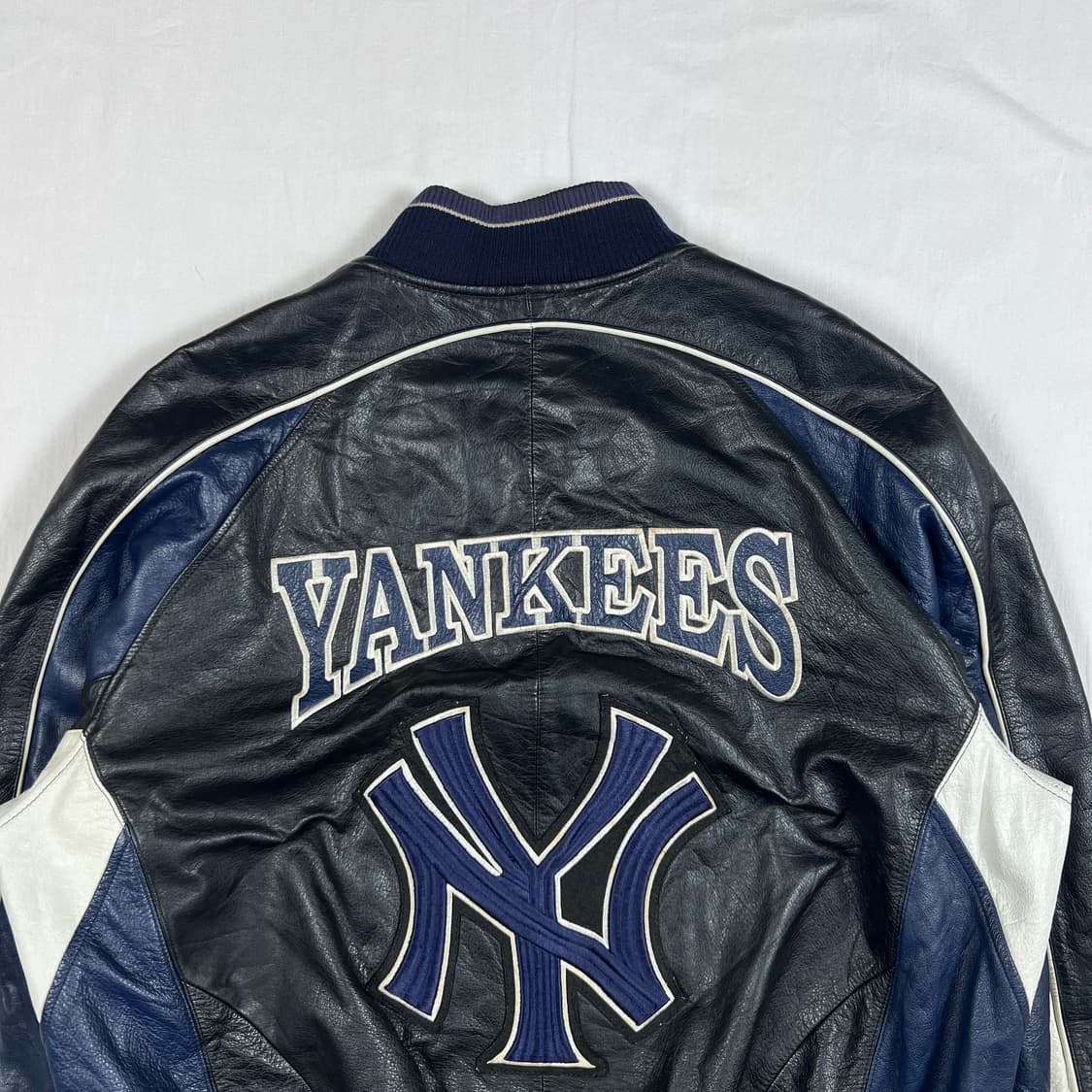 90‘s MLB ny양키즈 팀 로고 가죽 레더 자켓 상품이미지7