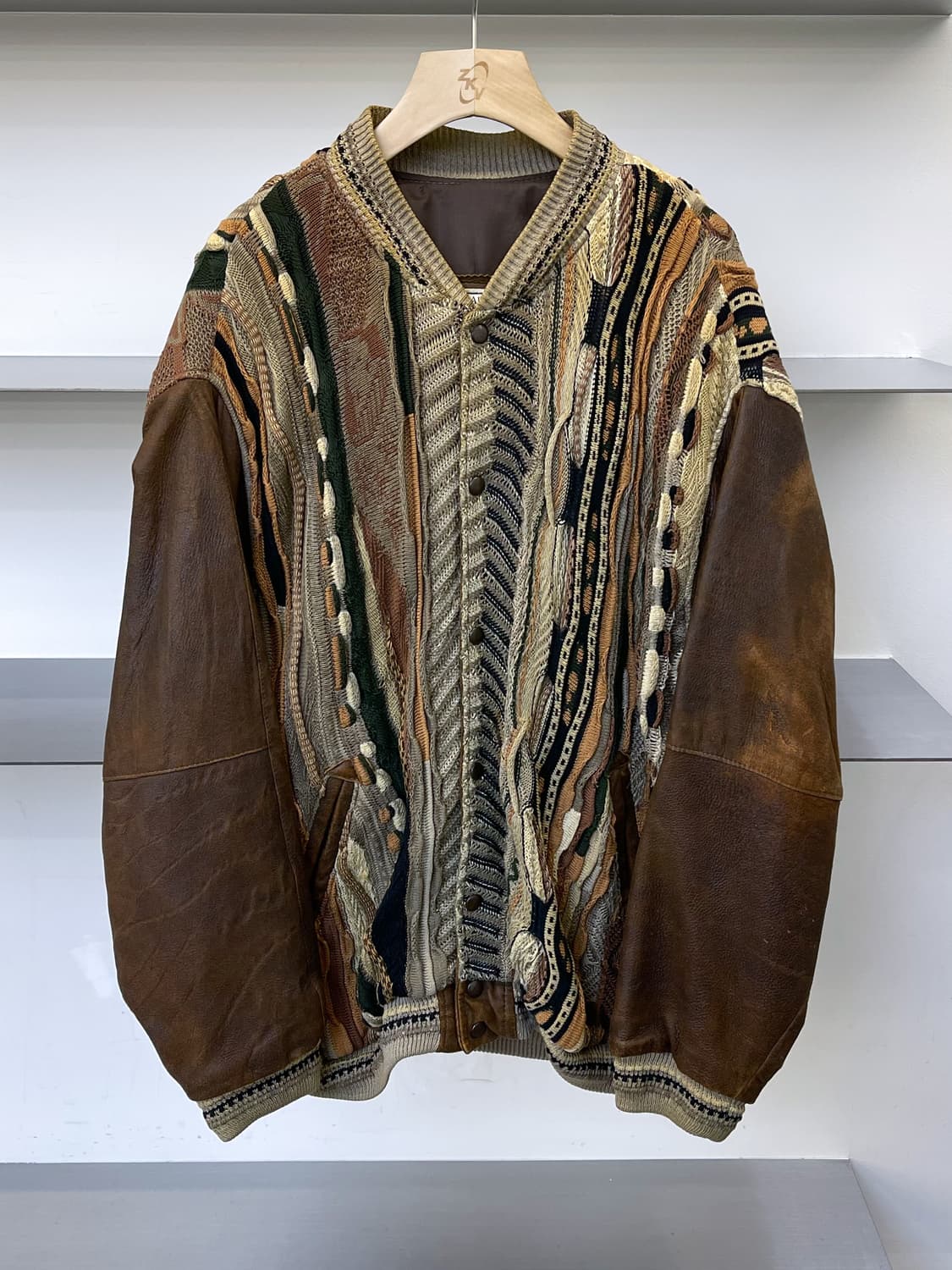 카를로 알베르토 90s 호주 케이블 레더 자켓 상품이미지2