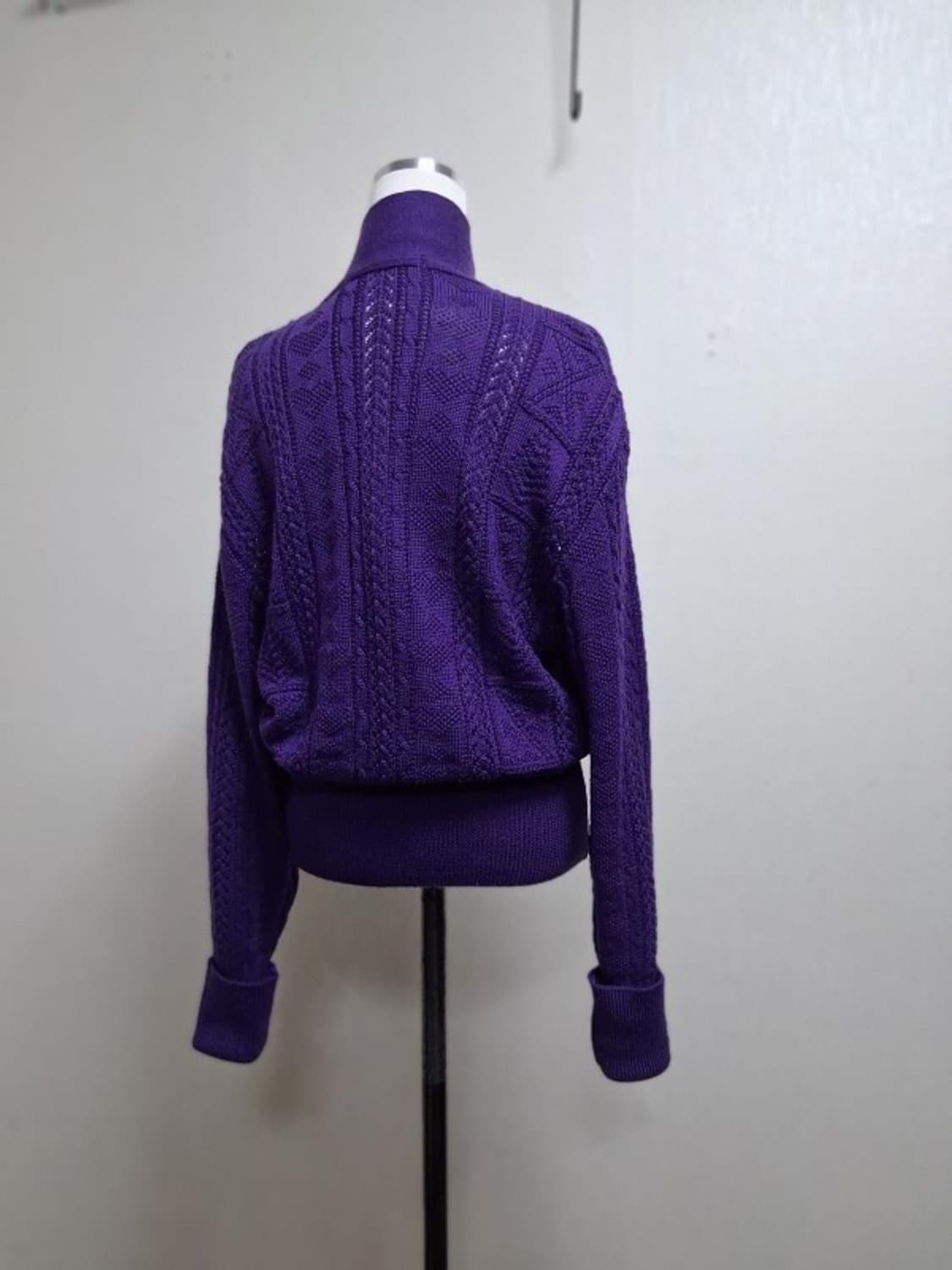 일본빈티지 PERRY ELLIS 진보라색 100%순모 울니트 리본카라 6 상품이미지2