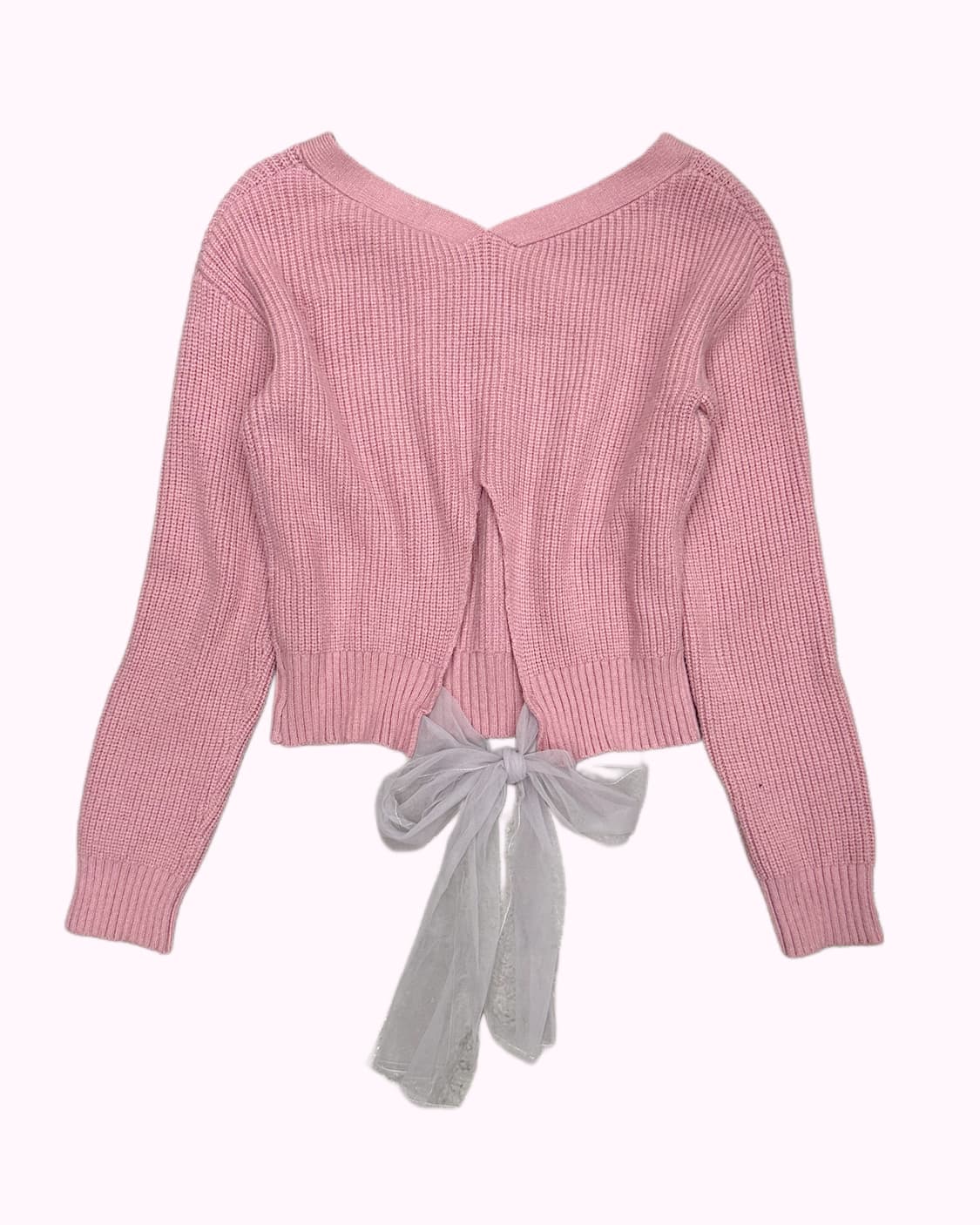 purple pink ribbon crop knit 상품이미지4