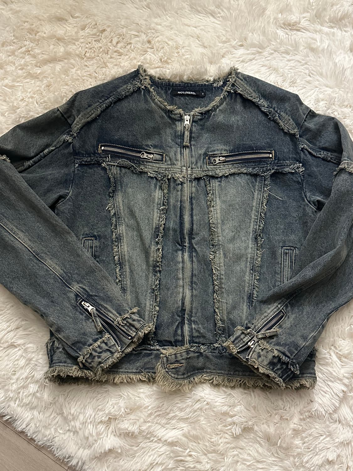 낫포너드 Cut Off Non-Collar Denim Jacket  상품이미지1