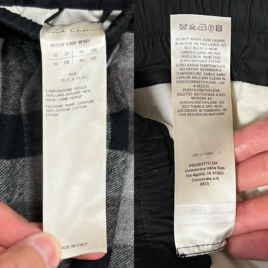 릭오웬스 19FW "LARRY" 드로우스트링 블랙 체크 트랙 팬츠  상품이미지6