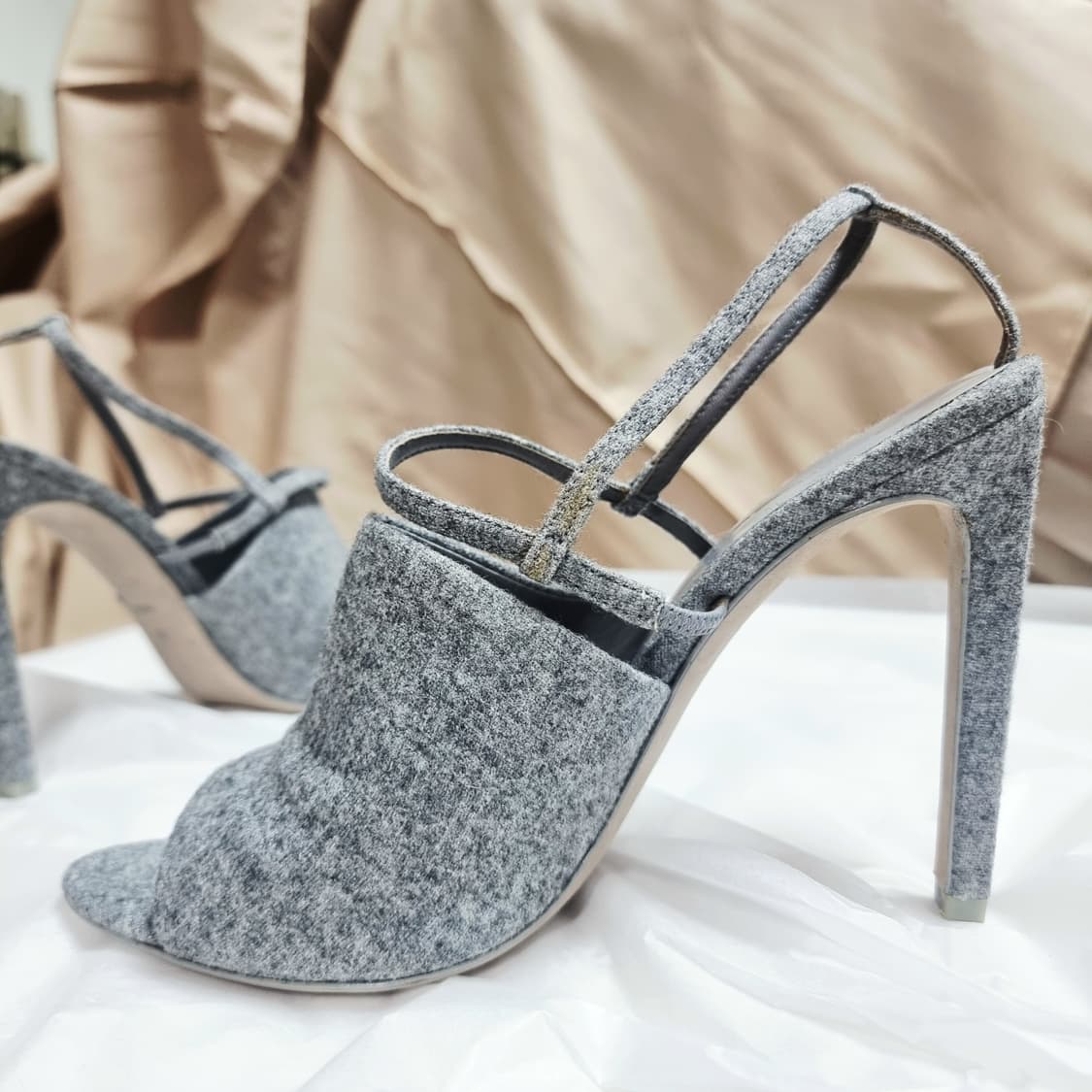 알렉산더왕 하이힐 오픈토힐 샌들 펠트 레더 가죽 (250mm/표기38) 상품이미지6