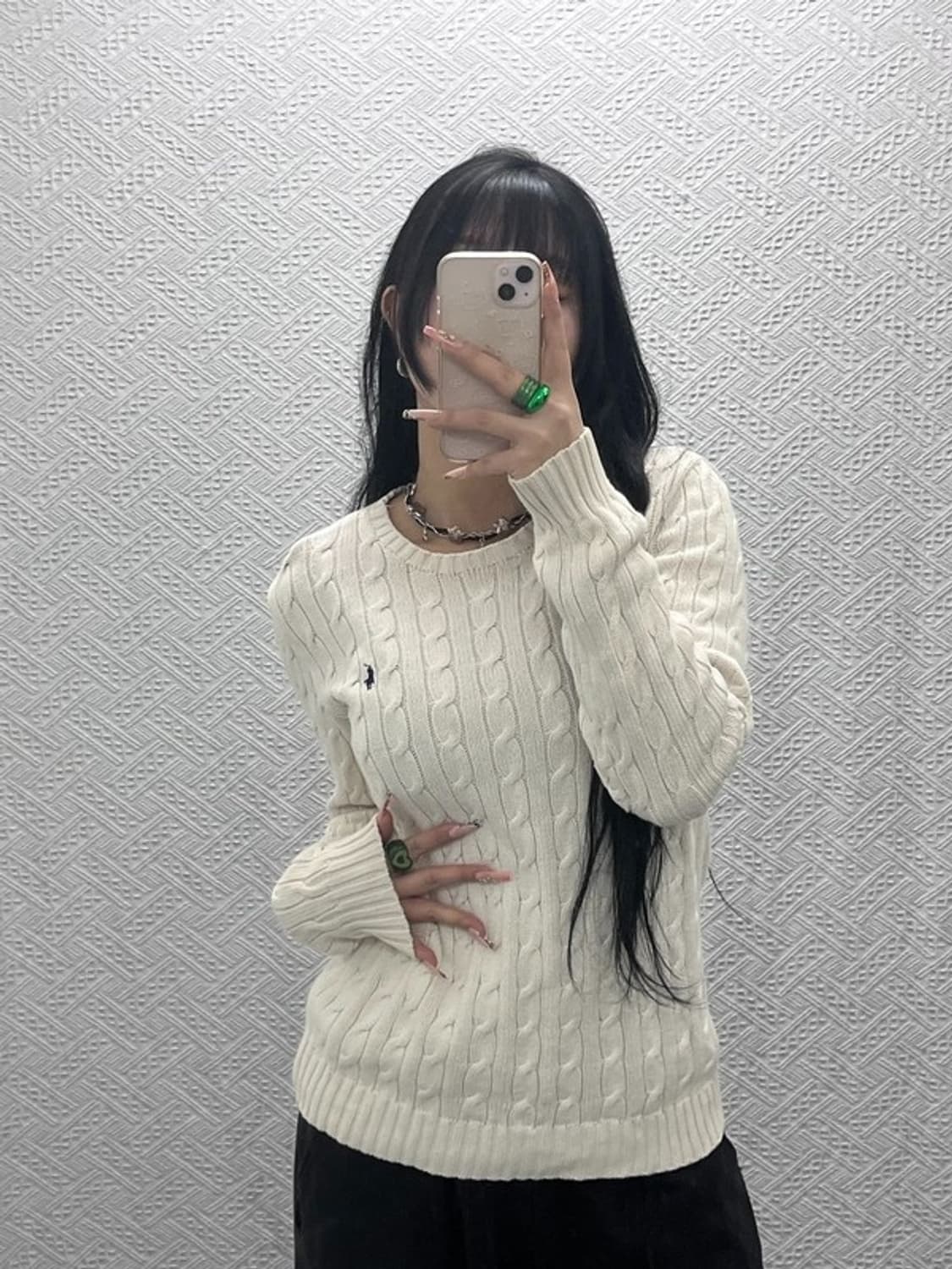 폴로 랄프로렌 빈티지 캐주얼 여리핏 꽈배기 니트 L C08214 상품이미지2