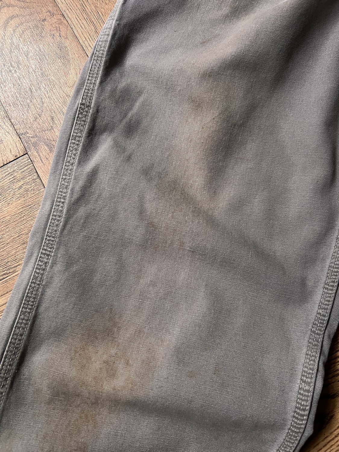 [35]칼하트 USA 그레이 라이트캔버스 싱글니 워크팬츠 상품이미지6