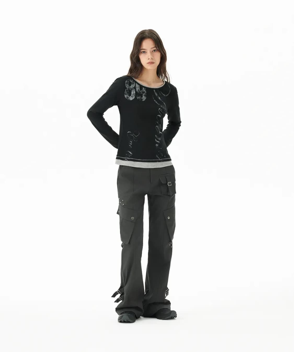 마하그리드 유틸리티 카고 플레어 팬츠 바지 차콜 S 상품이미지4